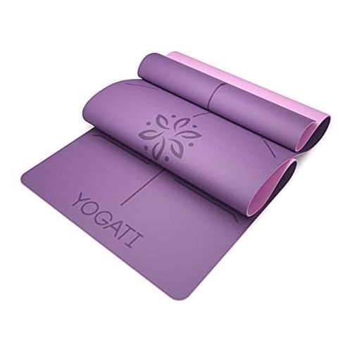  [아마존베스트]Yogati Yoga Mat Non-slip, Non-toxic, with Carrying Strap Yoga mat with alignment lines for posture. Ideal yoga mats as a gym mat, sports mat, fitness mat, training mat - yoga mat.
