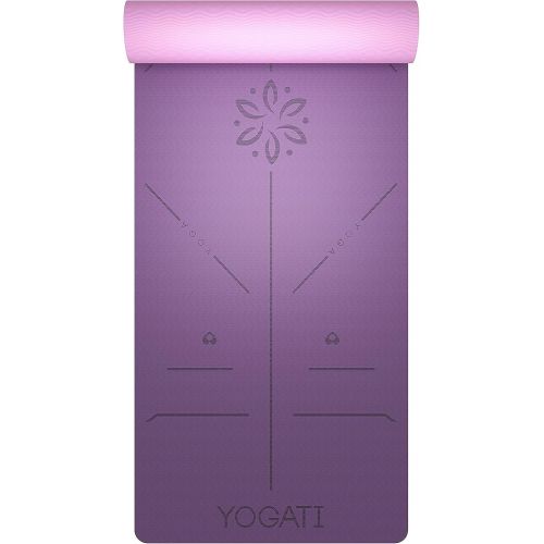  [아마존베스트]Yogati Yoga Mat Non-slip, Non-toxic, with Carrying Strap Yoga mat with alignment lines for posture. Ideal yoga mats as a gym mat, sports mat, fitness mat, training mat - yoga mat.