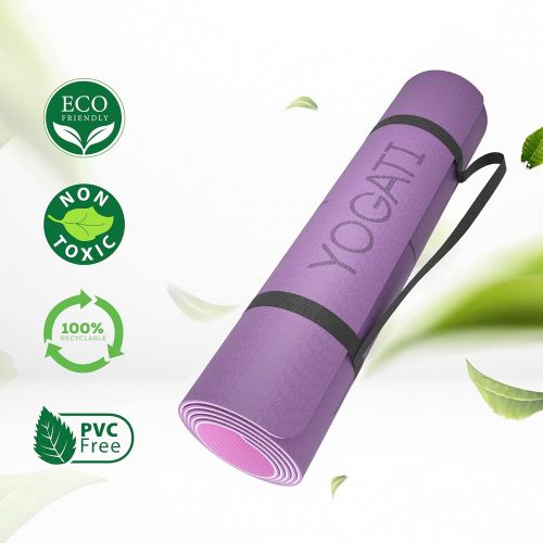  [아마존베스트]Yogati Yoga Mat Non-slip, Non-toxic, with Carrying Strap Yoga mat with alignment lines for posture. Ideal yoga mats as a gym mat, sports mat, fitness mat, training mat - yoga mat.