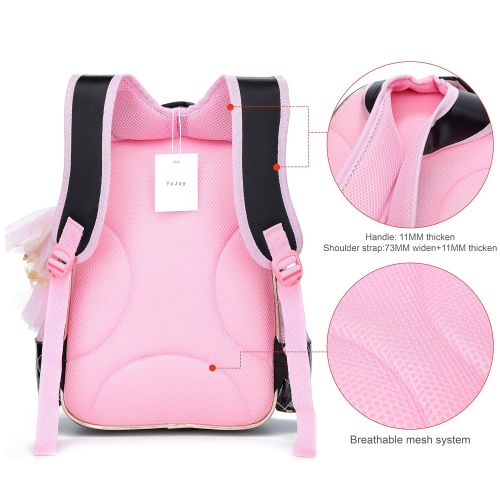  YOJOY Cute Waterproof Backpacks for Girls Princess Style Schoolbag Bowknot Diamante Girly Bookbags (Small, Black)