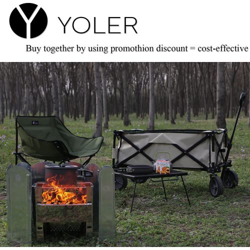  YOLER Folding Campfire Grill Heavy Duty Steel Grate, Portable Over Fire Camp Grill for Outdoor Cooking Grill Travel Picnic (21.6 x 11.8 x 7.1in)