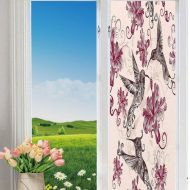 YOLIYANA Modern Glass Window Film No Glue Privacy Window Cling 3D Hummingbirds Decorations Glass Stickers for Bathroom 24 by 48