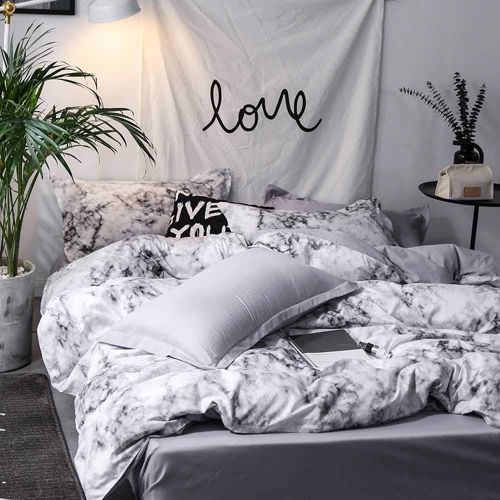  [아마존 핫딜] YOMIMAX 3D Marble Bedding Set Queen Size 3 Pieces Soft Quilt Cover Printed Bedding Sets(Queen,3Pcs)