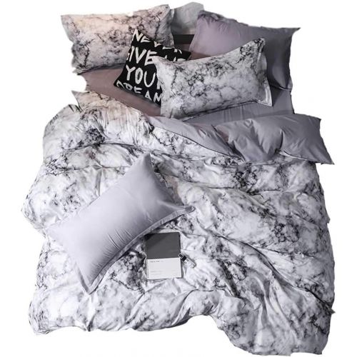  [아마존 핫딜] YOMIMAX 3D Marble Bedding Set Queen Size 3 Pieces Soft Quilt Cover Printed Bedding Sets(Queen,3Pcs)