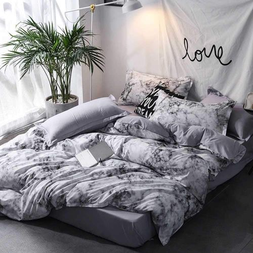  [아마존 핫딜] YOMIMAX 3D Marble Bedding Set Queen Size 3 Pieces Soft Quilt Cover Printed Bedding Sets(Queen,3Pcs)