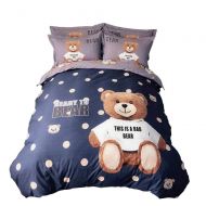 YOMIMAX Bear Print Cotton Duvet Cover Set 4 Pieces Cartoon Bedding Set for Kids(King,Bear)