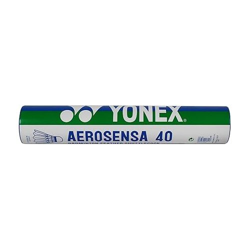  YONEX AeroSensa-40 Goose Feather Badminton Shuttlecocks - Dozen, Natural, 77-Slow-Green