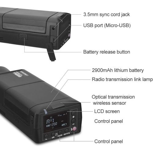  YONGNUO YN200 Portable TTL Flash Speedlite Kit Outdoor Flash Light w/ 2900mAh Lithium Battery & Battery Charger 200W GN60 1/8000s HSS 5600K Compatible with Nikon Sony Canon EOS DSL