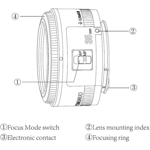  YONGNUO YN35mm F2 Lens 1:2 AF/MF Wide-Angle Fixed/Prime Auto Focus Lens Compatible with Canon EF Mount EOS Camera