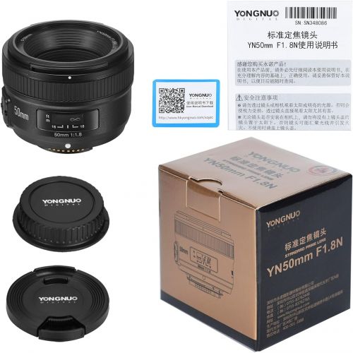  YONGNUO YN50mm F1.8, Standard Prime Auto Focus Lens for Nikon Full Frame SLR F Mount Cameras