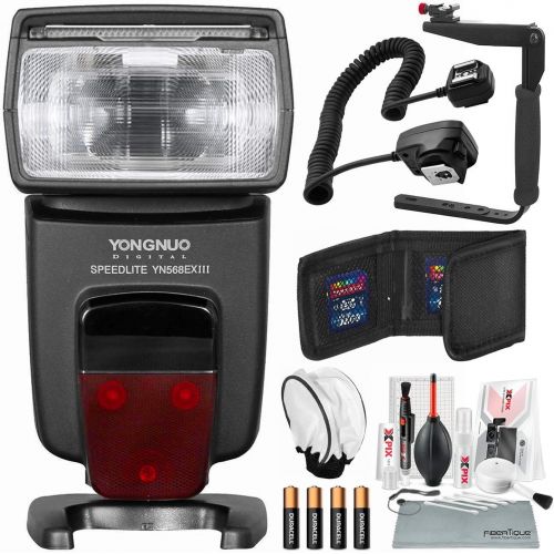  YONGNUO Yongnuo YN568EX III Speedlite Wireless TTL Master Slave Flash for Canon DSLR Cameras with Flash Bracket, Bounce Diffuser, and Basic Bundle