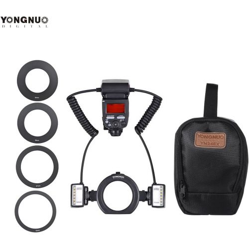  YONGNUO YN24EX E-TTL Macro Flash Speedlite 5600K 2pcs Flash Heads 4pcs Adapter Rings Canon EOS 1Dx 5D3 6D 7D 70D 80D Cameras