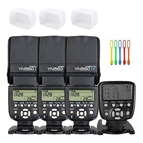  YONGNUO Yongnuo 3PCS YN-560IV Manual Flash Speedlite Light + YN560 TX LCD Wireless Flash Trigger Remote Controller For Canon DLSR Cameras+3pcs Camera Flash Diffuser +Huihuang USB LED free