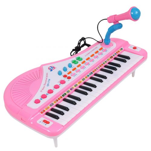  YONGZHEXINNIC 37 Keys Kids Electronic Keyboard Piano with Mic for Children Musical Toys Gift - Pink