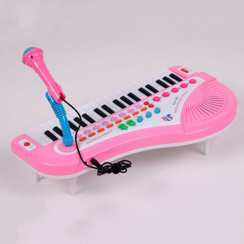  YONGZHEXINNIC 37 Keys Kids Electronic Keyboard Piano with Mic for Children Musical Toys Gift - Pink