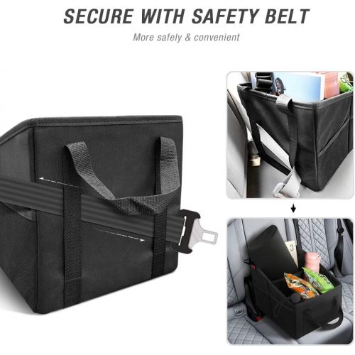  [아마존베스트]Car Seat Organizer - Passenger Seat Organizer, Collapsible Small Car Seat Storage Organizer for Console Front or Back, Automotive Backseat Organizer with Belt 4 Cup Holders for Kid