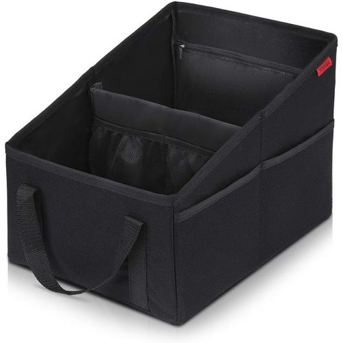  [아마존베스트]Car Seat Organizer - Passenger Seat Organizer, Collapsible Small Car Seat Storage Organizer for Console Front or Back, Automotive Backseat Organizer with Belt 4 Cup Holders for Kid