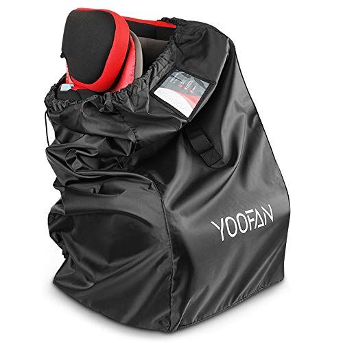  YOOFAN Car Seat Travel Bag, Waterproof Carseat Gate Check Backpack for Air Travel with Adjustable Padded Straps, Front Strap, Luggage ID Window for Car Seat, Stroller, Booster (46x