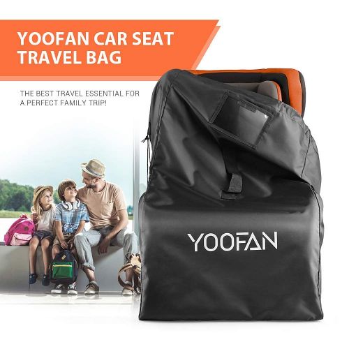  YOOFAN Car Seat Travel Bag, Waterproof Carseat Gate Check Backpack for Air Travel with Adjustable Padded Straps, Front Strap, Luggage ID Window for Car Seat, Stroller, Booster (46x