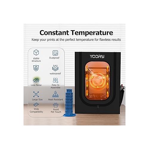  YOOPAI 3D Printer Enclosure, Fireproof Dustproof Tent Constant Temperature Protective Cover for Creality Ender 3/Ender 3 Pro/Ender 3V2/Ender 3S1/Neo/Anycubic Elegoo, 29.5×25.6×21.6