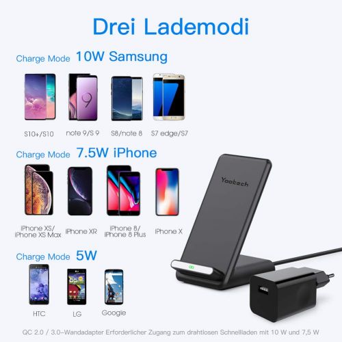  [아마존 핫딜]  [아마존핫딜]YOOTECH Wireless Charger mit Luefter, Qi Induktion Ladestation fuer iPhone XS MAX/XR/XS/X/ 8/8 Plus, 10W Fast Wireless Ladestation fuer Galaxy S10+/S10/S10e/Note 9/S9/S9 Plus/Note 8/S