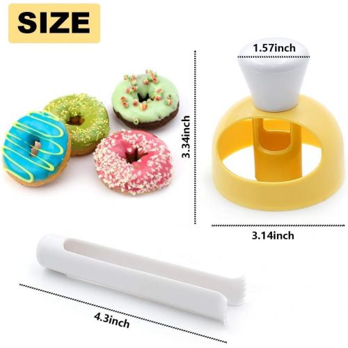  YOOUSOO 2 Pack Donut Cutters Set 3 inch,Cookie Cutter Round for Baking Donut Mould Maker Plastic with Dipping Plier, Cake Mold Biscuit Cutter Non-Stick Mold Baking DIY Donut Tools