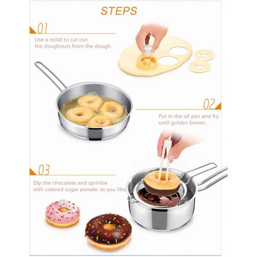  [아마존베스트]YOOUSOO Donut Mould Maker,2 Pack Donut Hole Cutter 3 inch,Donut Cutter with Dipping Plier,DIY Donut Biscuit Cake Mould Cutter for Decorating,Non-Stick Mold Baking Tools Kitchen Bread Desse