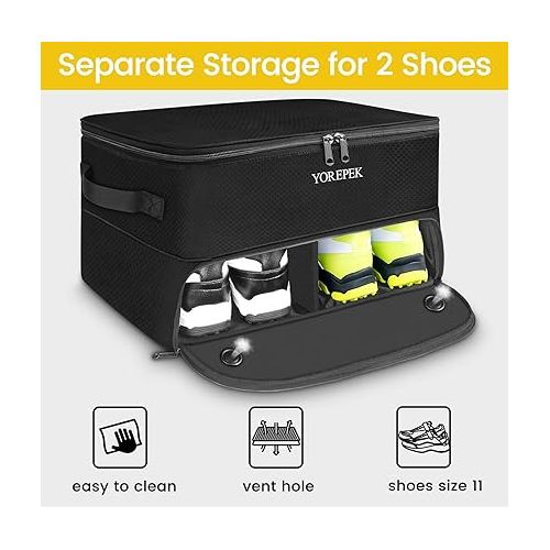  YOREPEK 2 Layer Golf Trunk Organizer, Waterproof Car Golf Locker with Separate Ventilated Compartment for 2 Pair Shoes, Golf Trunk Storage for Balls, Tees, Clothes, Gloves, Accessories, Golf Gifts