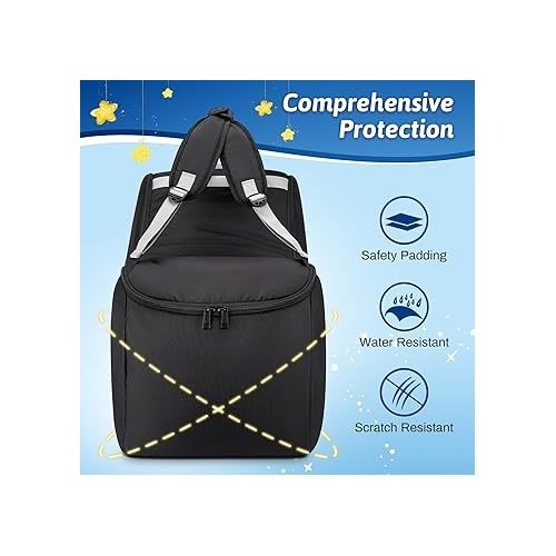  YOREPEK Padded Car Seat Travel Bag Backpack Compatible with All Nuna Pipa Car Seat and Base, Infant Car Seat Bags for Air Travel with Shoulder Straps, Carseat Cover with Side Pocket, Protective Feet