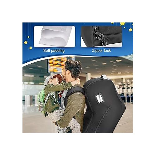  YOREPEK Padded Car Seat Travel Bag Backpack Compatible with All Nuna Pipa Car Seat and Base, Infant Car Seat Bags for Air Travel with Shoulder Straps, Carseat Cover with Side Pocket, Protective Feet