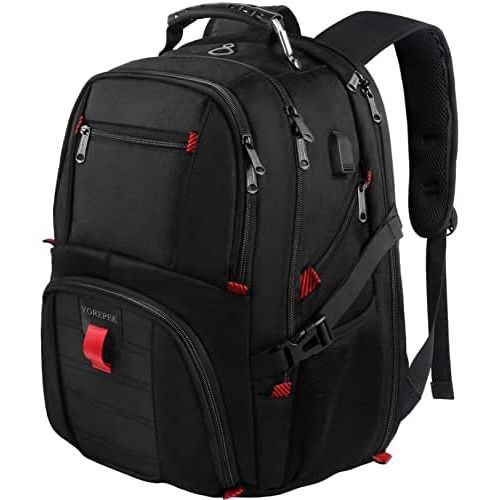  [아마존베스트]YOREPEK Backpacks for Men,Extra Large Travel Backpack with USB Charging Port,TSA Friendly Business College Bookbags Fit 17 Inch Laptops 45L,Black