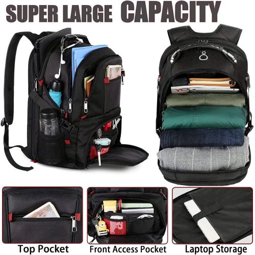  [아마존베스트]YOREPEK Backpacks for Men,Extra Large Travel Backpack with USB Charging Port,TSA Friendly Business College Bookbags Fit 17 Inch Laptops 45L,Black