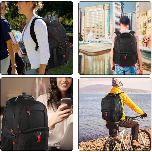  [아마존베스트]YOREPEK Backpacks for Men,Extra Large Travel Backpack with USB Charging Port,TSA Friendly Business College Bookbags Fit 17 Inch Laptops 45L,Black