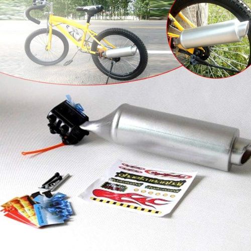  YOTHG Motorcycle Bicycle Exhaust Sound System, Bicycle Exhaust Sound System,Bike Turbo Exhaust Pipe with Sound Effect Motorcycle Noise Maker Cycling Accessories (Silver)