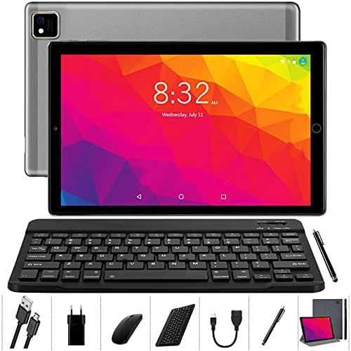  [아마존베스트]YOTOPT 10 Inch Android 10.0 Tablet with Keyboard and Mouse, Octa-Core, 64GB ROM, 4GB RAM, 4G Dual SIM, WIFI/GPS/Bluetooth/Type C, Color: (Grey)