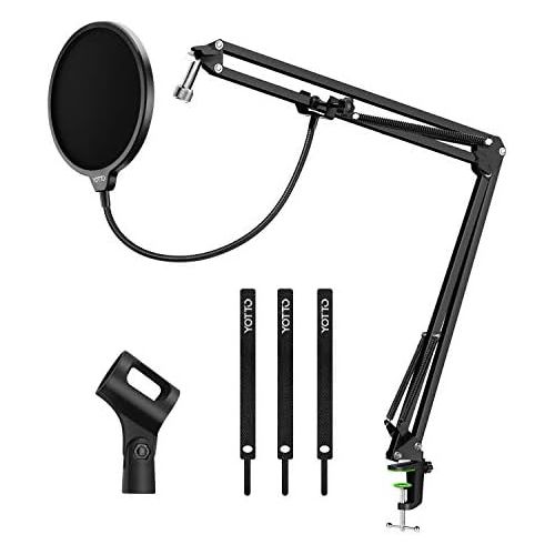  [아마존베스트]YOTTO Microphone Stand with Pop Protection Professional Microphone Stand for Blue Yeti and Blue Snowball Recording, Radio Microphone Arm with Cable Ties, Pop Filter Mask Shield