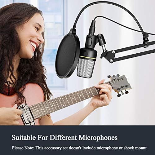  [아마존베스트]YOTTO Microphone Stand with Pop Protection Professional Microphone Stand for Blue Yeti and Blue Snowball Recording, Radio Microphone Arm with Cable Ties, Pop Filter Mask Shield