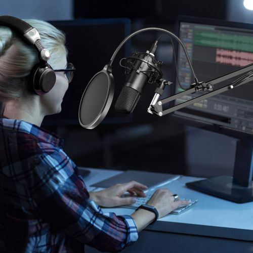  [아마존베스트]YOTTO Microphone Stand with Pop Protection Professional Microphone Stand for Blue Yeti and Blue Snowball Recording, Radio Microphone Arm with Cable Ties, Pop Filter Mask Shield