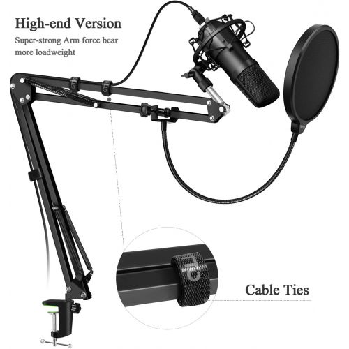  [아마존베스트]YOTTO Microphone Stand with Pop Protection Professional Microphone Stand for Blue Yeti and Blue Snowball Recording, Radio Microphone Arm with Cable Ties, Pop Filter Mask Shield