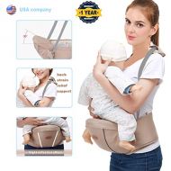 YOU&BABY.CO Baby Hip Seat Carrier Waist Stool for Infant Toddler with Adjustable Back Strain Relief Strap- Safety Certified Soft Baby Front Carrier (Tan)