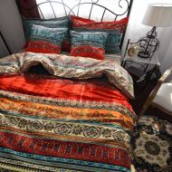 YOU SA YOUSA Bohemia Retro Printing Bedding Ethnic Vintage Floral Duvet Cover Boho Bedding 100% Brushed Cotton Bedding Sets (Queen,01)