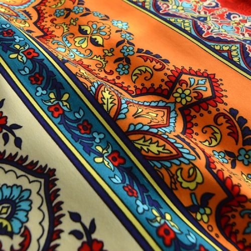  YOU SA YOUSA Bohemia Retro Printing Bedding Ethnic Vintage Floral Duvet Cover Boho Bedding 100% Brushed Cotton Bedding Sets (Queen,01)