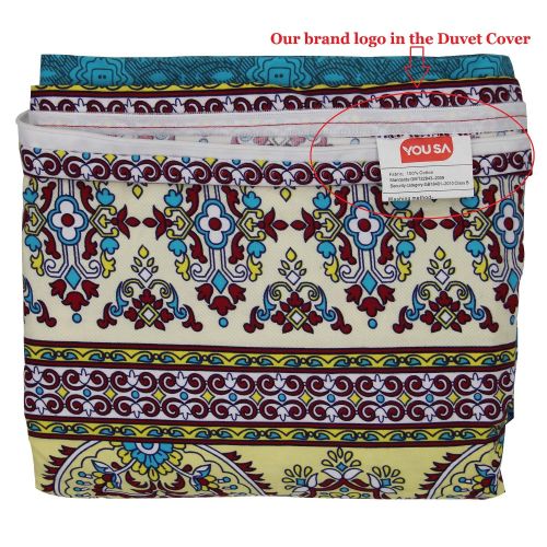  YOU SA YOUSA Bohemia Retro Printing Bedding Ethnic Vintage Floral Duvet Cover Boho Bedding 100% Brushed Cotton Bedding Sets (Queen,01)