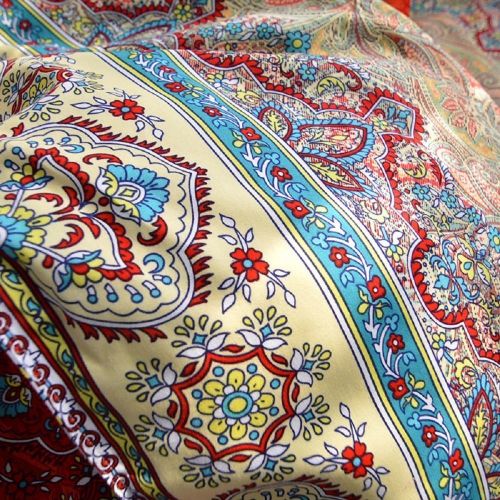  YOU SA YOUSA Bohemia Retro Printing Bedding Ethnic Vintage Floral Duvet Cover Boho Bedding 100% Brushed Cotton Bedding Sets (Queen,01)