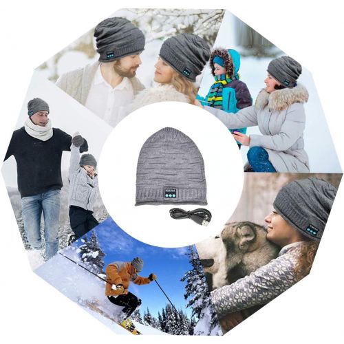  YOUAU Bluetooth Beanie Hat, Wireless V5.0 Knit Musical Hat Bulit in Headphones and Speakers Christmas Winter Gifts for Outdoor Sports, Men, Women, Teen, Boys, Girls