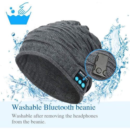  YOUAU Bluetooth Beanie Hat, Wireless V5.0 Knit Musical Hat Bulit in Headphones and Speakers Christmas Winter Gifts for Outdoor Sports, Men, Women, Teen, Boys, Girls