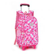 YOUBAG YUB New School Bag Girls’ Backpack Wheeled Schoolbag Rolling Backpacks Waterproof Rose Red with Two Wheels