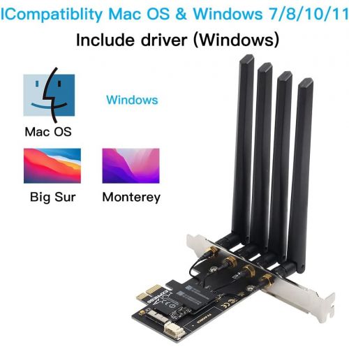  YOUBO Hackintosh WiFi Dual Band macOS WiFi Card BCM94360CD 802.11a/g/n/ac 1750Mbps BT4.0 PCIe Network Adapter Natively Support AirDrop Handoff (Plug and Play for macOS)