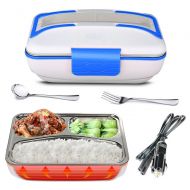 YOUDirect Electric Heating Lunch Box - Portable Bento Meal Heater Car Food Warmer Stainless Steel Plug Heating Food Container Leak-Resistant Reusable Electronic Food Boxes for Car