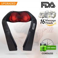 YOUKADA Cordless Shiatsu Neck Back and Shoulder Massager, Electric Massager with Heat Deep...